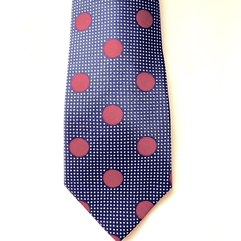 men’s contemporary polka dot neck tie red black and white